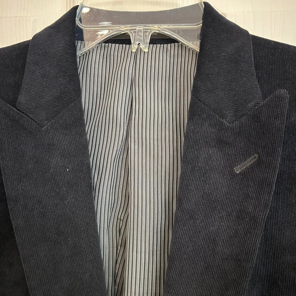 Calvin Klein Men's Black Corduroy Blazer Sport Coat‎ Jacket Size 40S EUC Retro